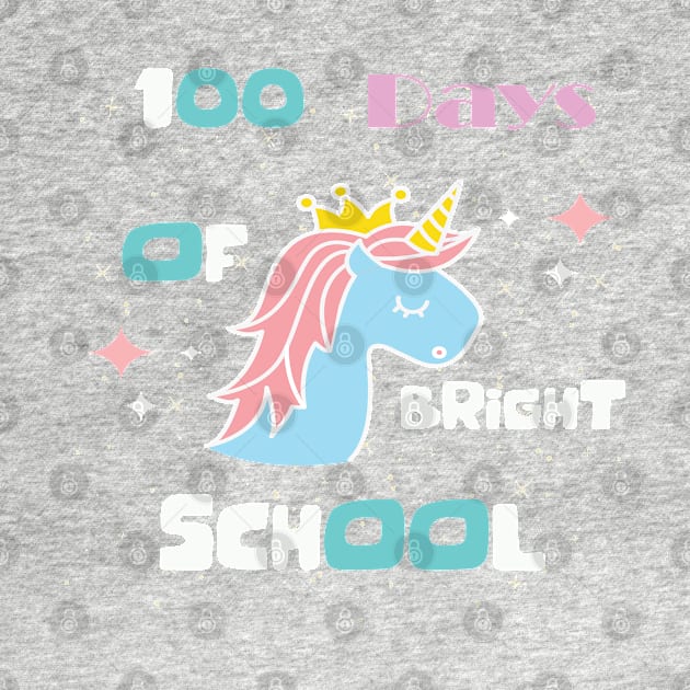 100 Days of Bright School Unicorn Shirt for Teacher or Child by WassilArt